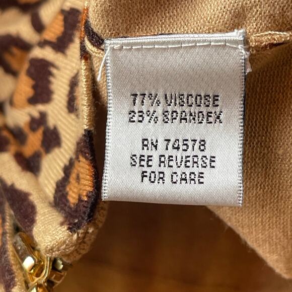 CACHE Zipper Sweater Leopard Animal Print Fox Fur Collar Knit Cardigan Sz:M - Picture 7 of 7